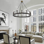 Suspension Acroma à 12 lumières, style ferme, en forme de roue de charrette de 40 pouces, avec certification UL - 40'' de diamètre x 138'' de hauteur