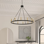 Suspension Acroma à 12 lumières, style ferme, en forme de roue de charrette de 40 pouces, avec certification UL - 40'' de diamètre x 138'' de hauteur