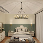 Suspension Acroma à 12 lumières, style ferme, en forme de roue de charrette de 40 pouces, avec certification UL - 40'' de diamètre x 138'' de hauteur