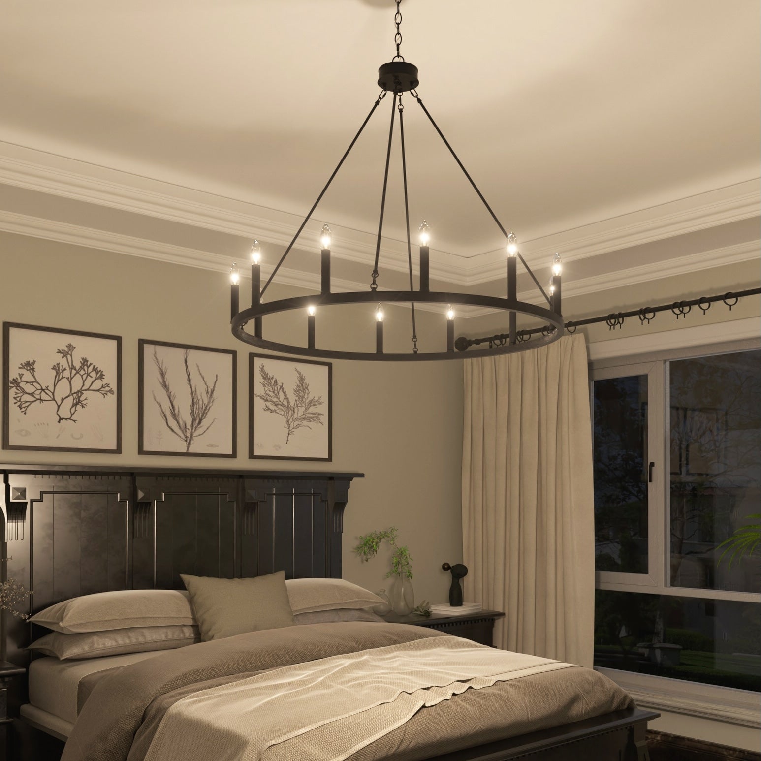 Suspension Acroma à 12 lumières, style ferme, en forme de roue de charrette de 40 pouces, avec certification UL - 40'' de diamètre x 138'' de hauteur