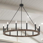 Suspension Acroma à 12 lumières, style ferme, en forme de roue de charrette de 40 pouces, avec certification UL - 40'' de diamètre x 138'' de hauteur