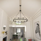 Suspension Acroma à 12 lumières, style ferme, en forme de roue de charrette de 40 pouces, avec certification UL - 40'' de diamètre x 138'' de hauteur