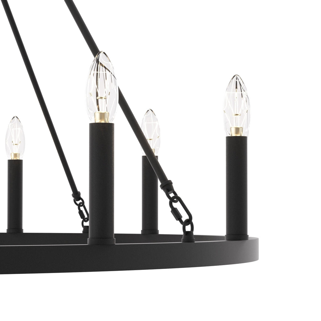 Suspension Acroma à 12 lumières, style ferme, en forme de roue de charrette de 40 pouces, avec certification UL - 40'' de diamètre x 138'' de hauteur