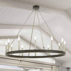 Suspension Acroma à 12 lumières, style ferme, en forme de roue de charrette de 40 pouces, avec certification UL - 40'' de diamètre x 138'' de hauteur