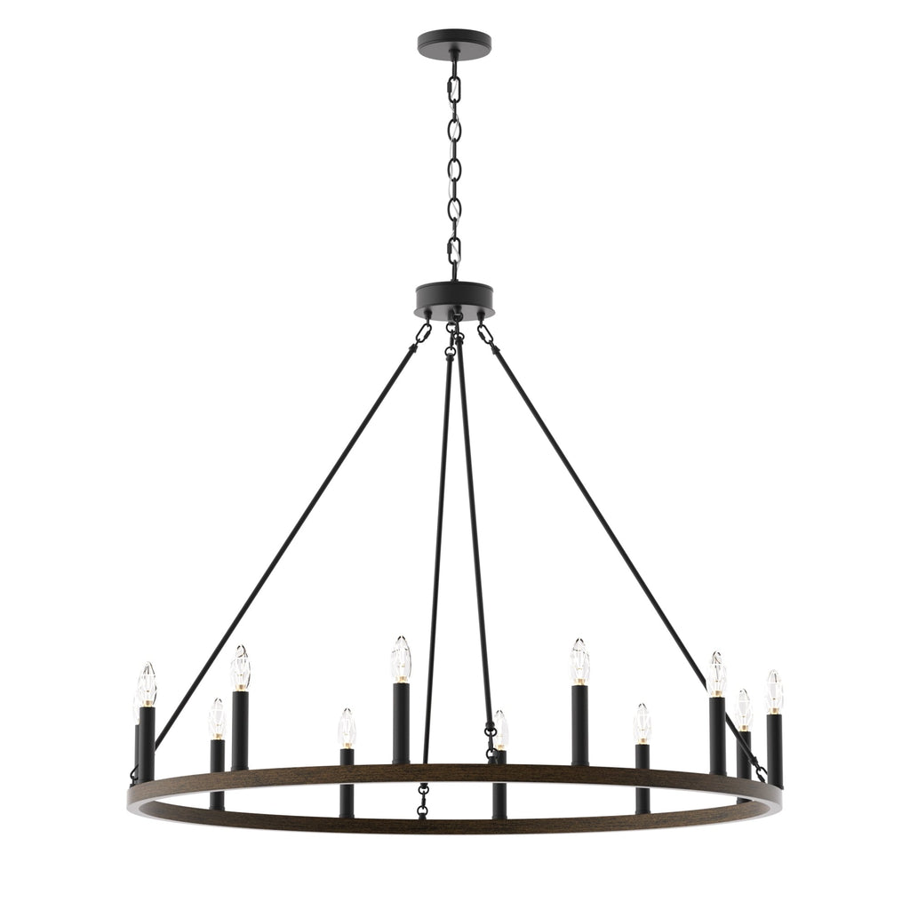 Suspension Acroma à 12 lumières, style ferme, en forme de roue de charrette de 40 pouces, avec certification UL - 40'' de diamètre x 138'' de hauteur