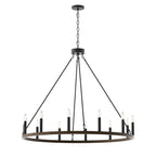 Suspension Acroma à 12 lumières, style ferme, en forme de roue de charrette de 40 pouces, avec certification UL - 40'' de diamètre x 138'' de hauteur