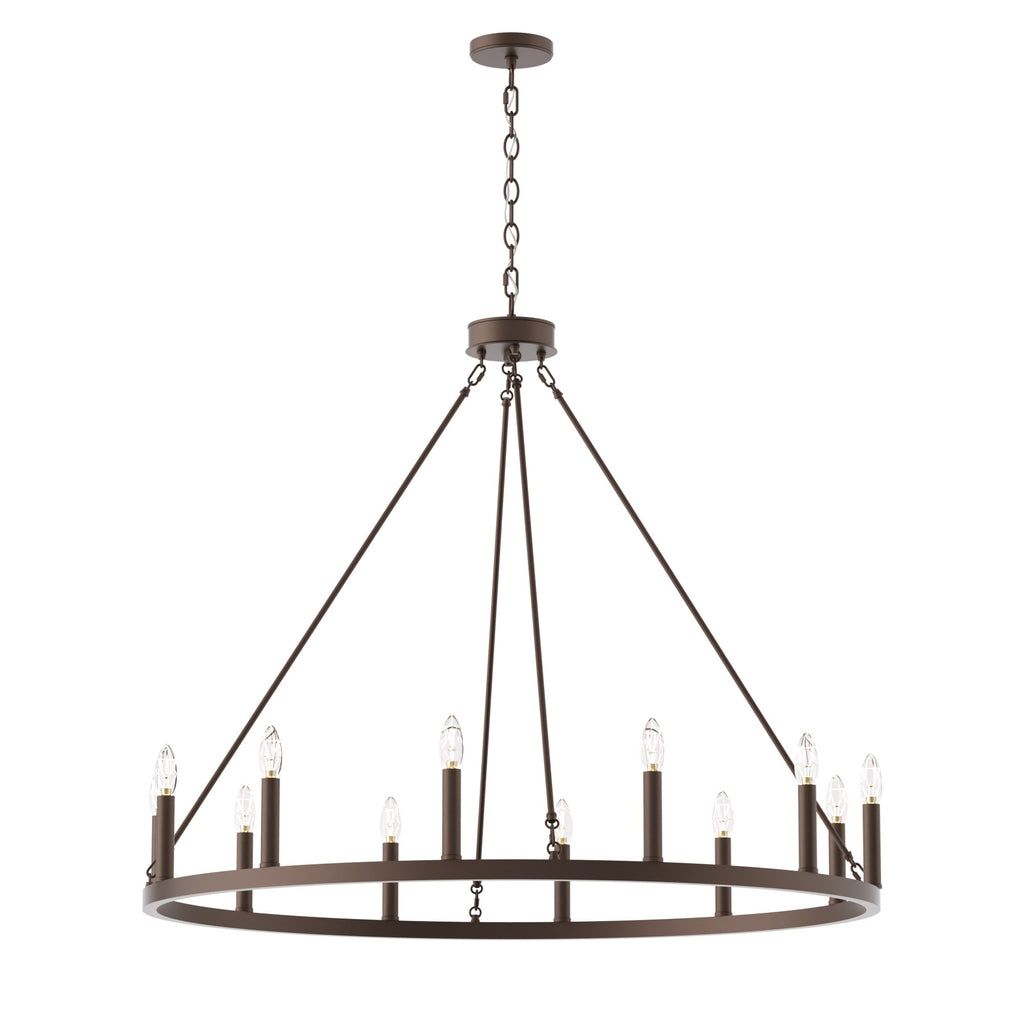 Suspension Acroma à 12 lumières, style ferme, en forme de roue de charrette de 40 pouces, avec certification UL - 40'' de diamètre x 138'' de hauteur