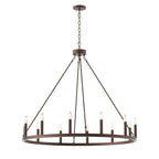 Suspension Acroma à 12 lumières, style ferme, en forme de roue de charrette de 40 pouces, avec certification UL - 40'' de diamètre x 138'' de hauteur