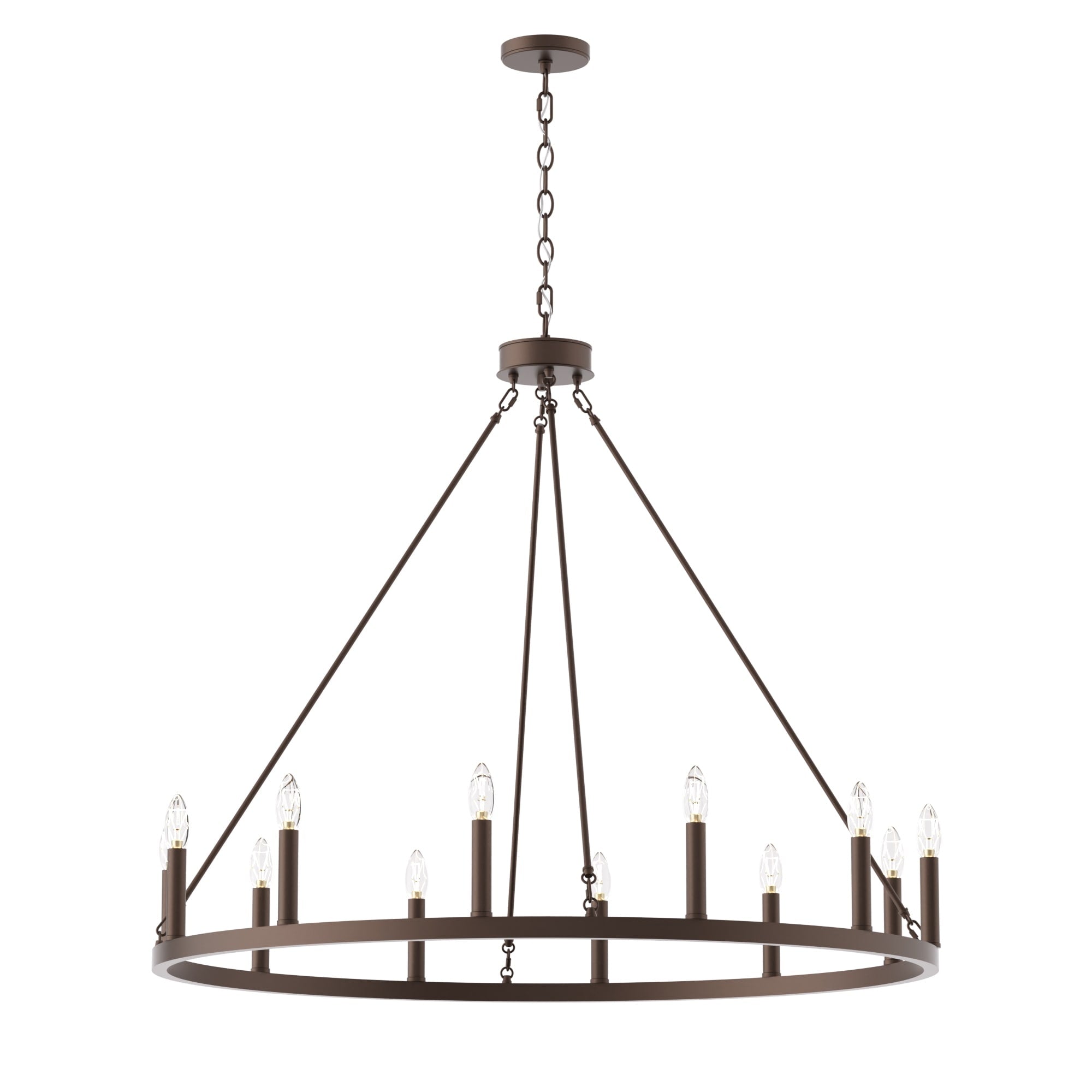 Suspension Acroma à 12 lumières, style ferme, en forme de roue de charrette de 40 pouces, avec certification UL - 40'' de diamètre x 138'' de hauteur