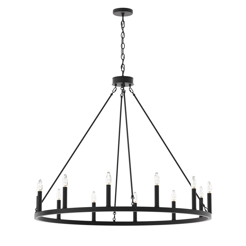 Suspension Acroma à 12 lumières, style ferme, en forme de roue de charrette de 40 pouces, avec certification UL - 40'' de diamètre x 138'' de hauteur