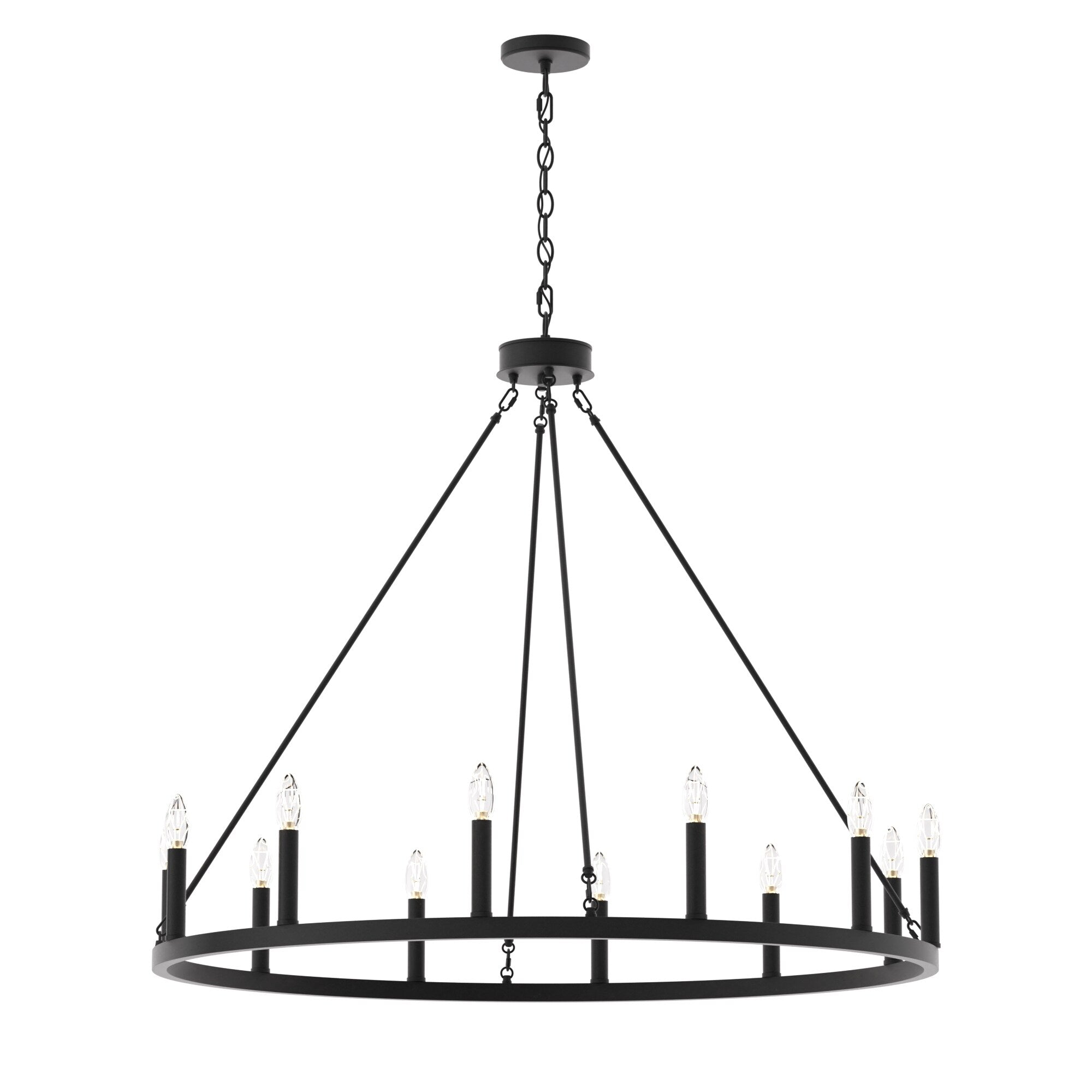 Suspension Acroma à 12 lumières, style ferme, en forme de roue de charrette de 40 pouces, avec certification UL - 40'' de diamètre x 138'' de hauteur