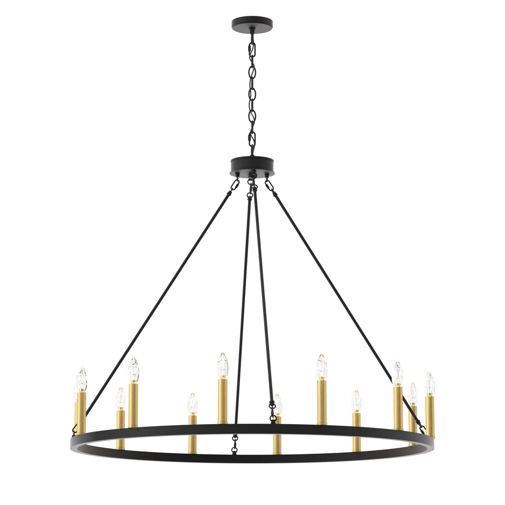 Suspension Acroma à 12 lumières, style ferme, en forme de roue de charrette de 40 pouces, avec certification UL - 40'' de diamètre x 138'' de hauteur