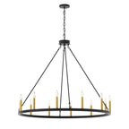 Suspension Acroma à 12 lumières, style ferme, en forme de roue de charrette de 40 pouces, avec certification UL - 40'' de diamètre x 138'' de hauteur