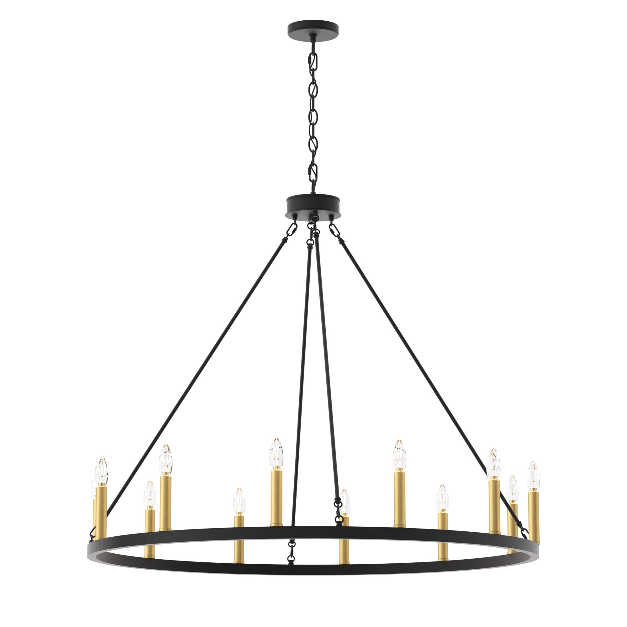 Suspension Acroma à 12 lumières, style ferme, en forme de roue de charrette de 40 pouces, avec certification UL - 40'' de diamètre x 138'' de hauteur