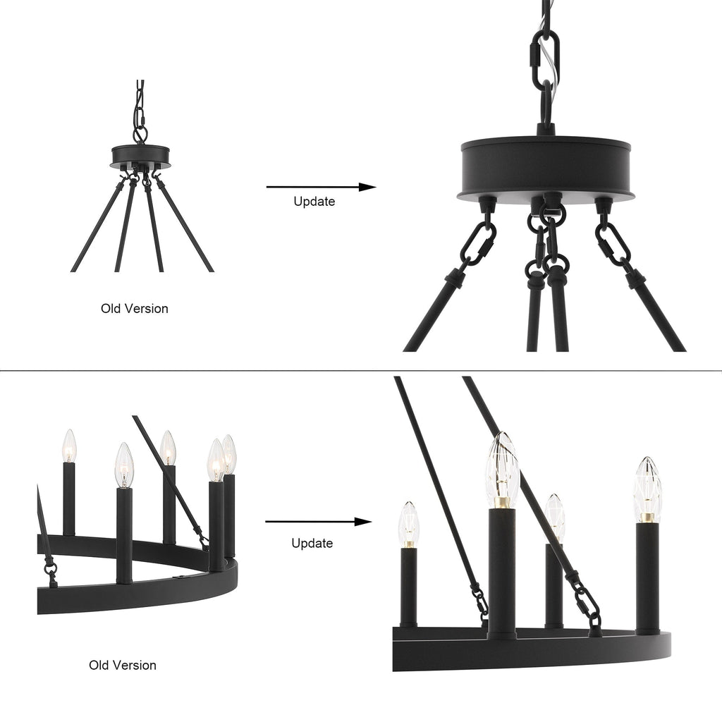 Suspension Acroma à 12 lumières, style ferme, en forme de roue de charrette de 40 pouces, avec certification UL - 40'' de diamètre x 138'' de hauteur