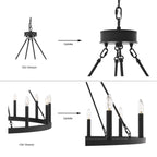 Suspension Acroma à 12 lumières, style ferme, en forme de roue de charrette de 40 pouces, avec certification UL - 40'' de diamètre x 138'' de hauteur