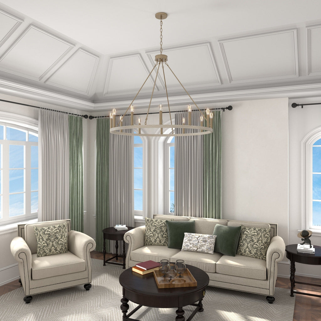 Suspension Acroma à 12 lumières, style ferme, en forme de roue de charrette de 40 pouces, avec certification UL - 40'' de diamètre x 138'' de hauteur