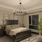 Suspension Acroma à 12 lumières, style ferme, en forme de roue de charrette de 40 pouces, avec certification UL - 40'' de diamètre x 138'' de hauteur