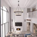 Luminaire Acroma à 20 lumières, style ferme moderne, en forme de roue de charrette ronde de 40 pouces, avec certification UL.