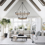 Luminaire Acroma à 20 lumières, style ferme moderne, en forme de roue de charrette ronde de 40 pouces, avec certification UL.