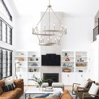 Luminaire Acroma à 20 lumières, style ferme moderne, en forme de roue de charrette ronde de 40 pouces, avec certification UL.