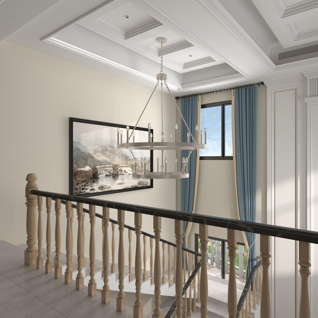 Luminaire Acroma à 20 lumières, style ferme moderne, en forme de roue de charrette ronde de 40 pouces, avec certification UL.