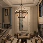 Luminaire Acroma à 20 lumières, style ferme moderne, en forme de roue de charrette ronde de 40 pouces, avec certification UL.