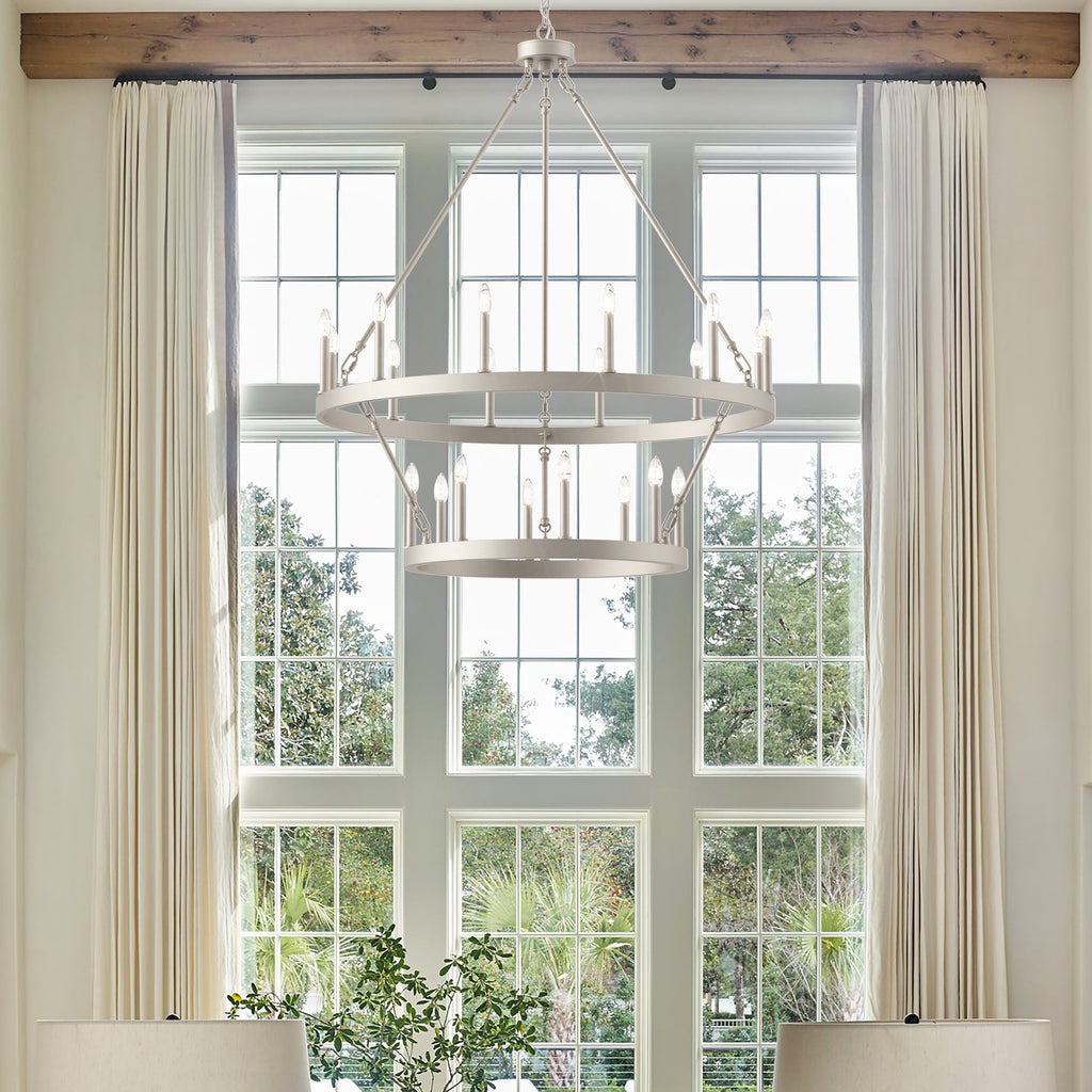 Luminaire Acroma à 20 lumières, style ferme moderne, en forme de roue de charrette ronde de 40 pouces, avec certification UL.