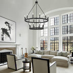 Luminaire Acroma à 20 lumières, style ferme moderne, en forme de roue de charrette ronde de 40 pouces, avec certification UL.