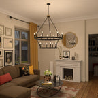 Luminaire Acroma à 20 lumières, style ferme moderne, en forme de roue de charrette ronde de 40 pouces, avec certification UL.