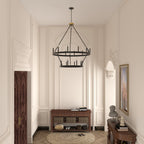 Luminaire Acroma à 20 lumières, style ferme moderne, en forme de roue de charrette ronde de 40 pouces, avec certification UL.