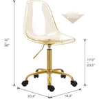 Chaise de bureau pivotante en acrylique, hauteur réglable, sans accoudoirs, sur roulettes, pour la maison.