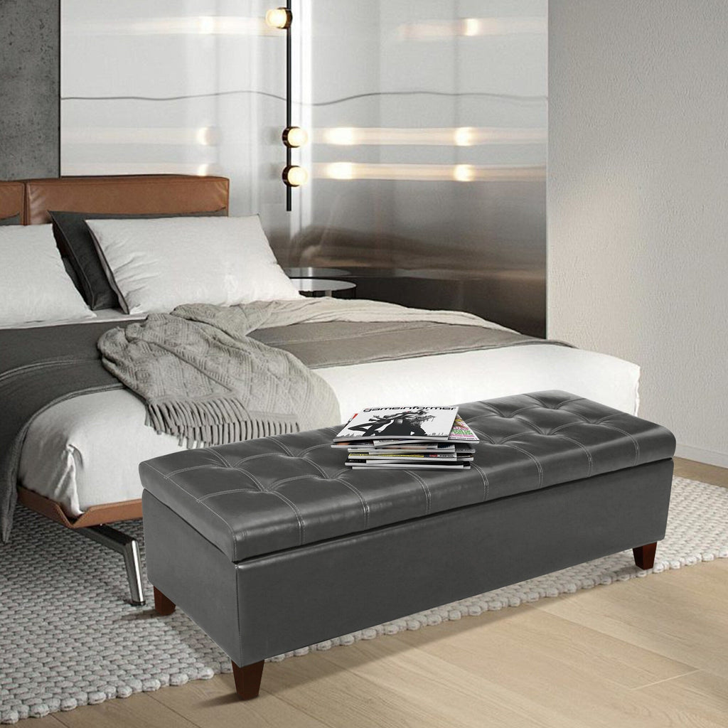 Tabouret-pouf de rangement en simili cuir Adeco 50