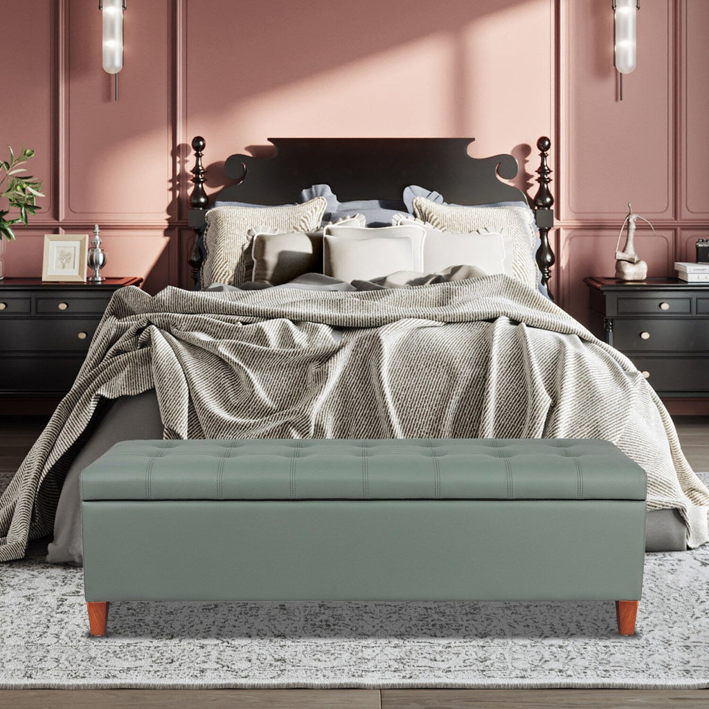 Tabouret-pouf de rangement en simili cuir Adeco 50