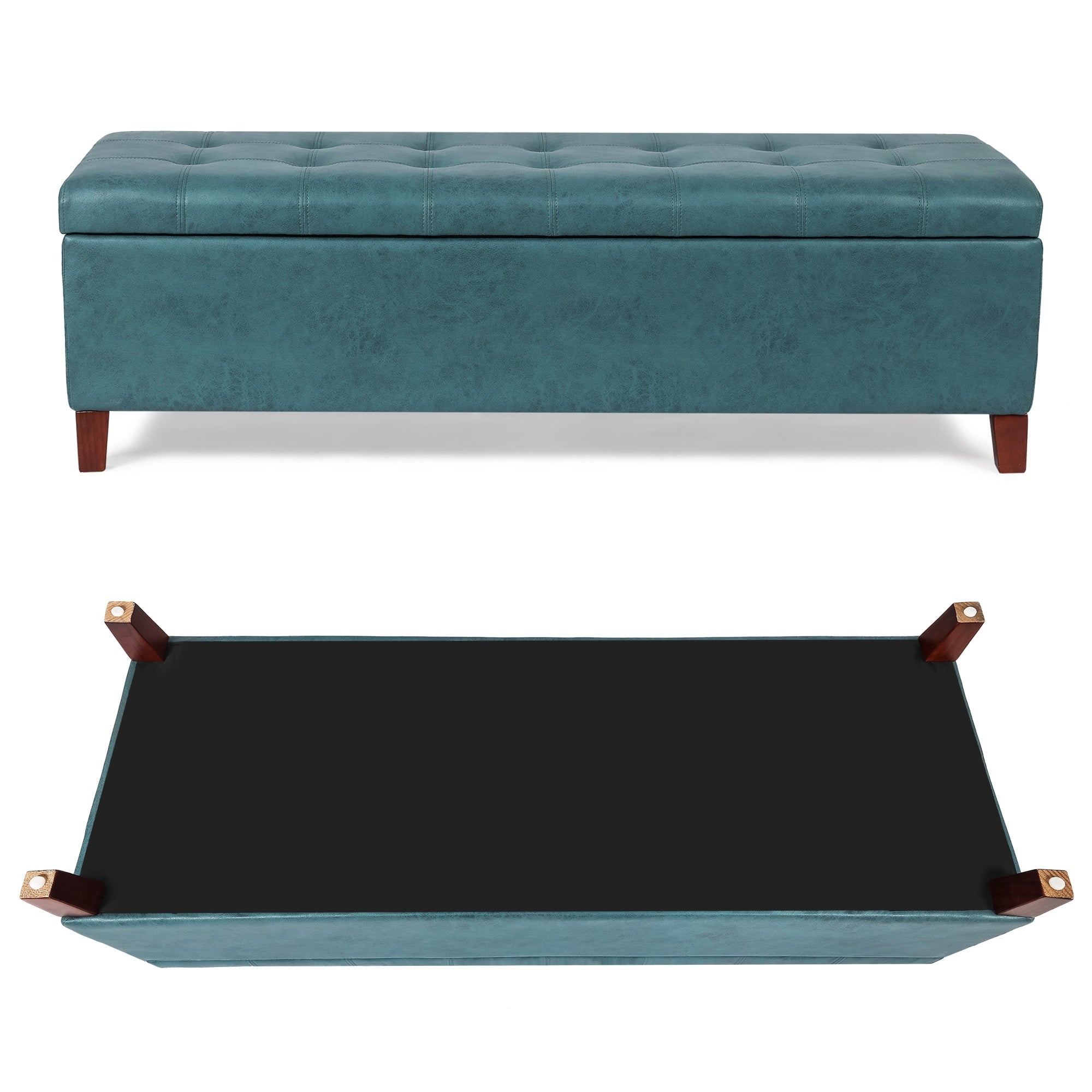 Tabouret-pouf de rangement en simili cuir Adeco 50