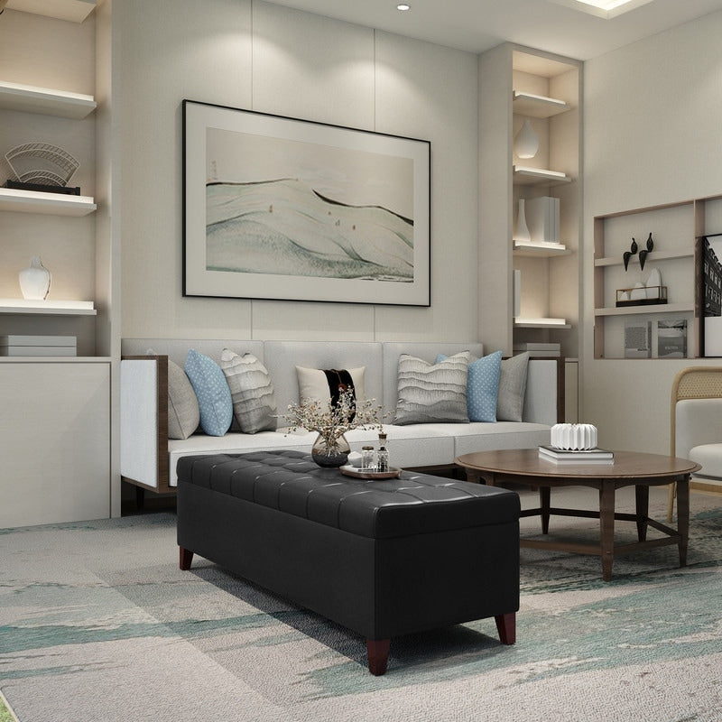 Tabouret-pouf de rangement en simili cuir Adeco 50