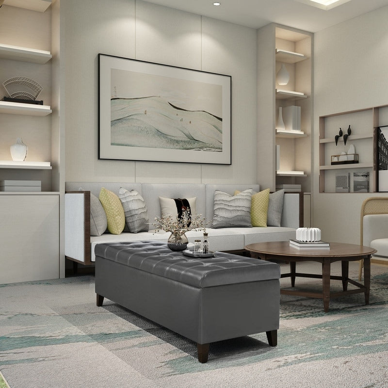 Tabouret-pouf de rangement en simili cuir Adeco 50