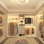 Rackcog Organisateur de placard réglable de 305 cm avec tiroirs, système de rangement avec étagères personnalisables pour placard à l'ancienne et placard aménagé.