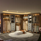 Rackcog Organisateur de placard réglable de 305 cm avec tiroirs, système de rangement avec étagères personnalisables pour placard à l'ancienne et placard aménagé.