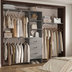 Rackcog Organisateur de placard réglable de 305 cm avec tiroirs, système de rangement avec étagères personnalisables pour placard à l'ancienne et placard aménagé.