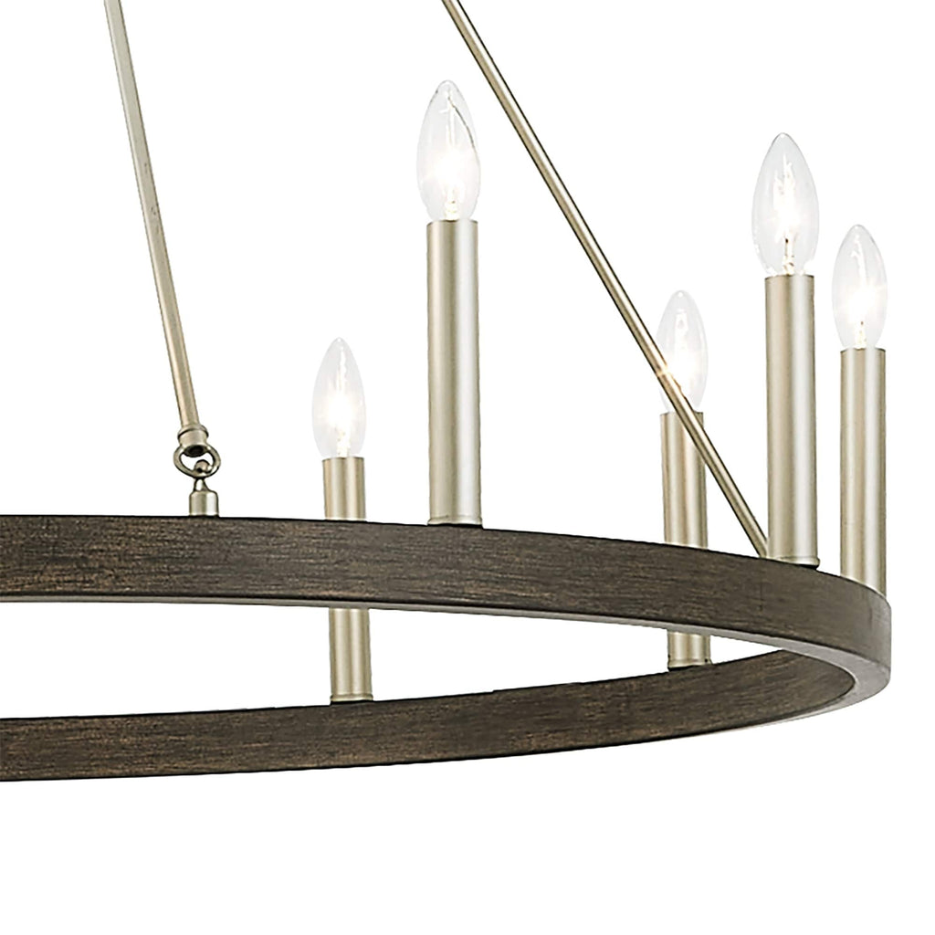 Suspension Acroma à 12 lumières, style ferme, en forme de roue de charrette de 40 pouces, avec certification UL - 40'' de diamètre x 138'' de hauteur