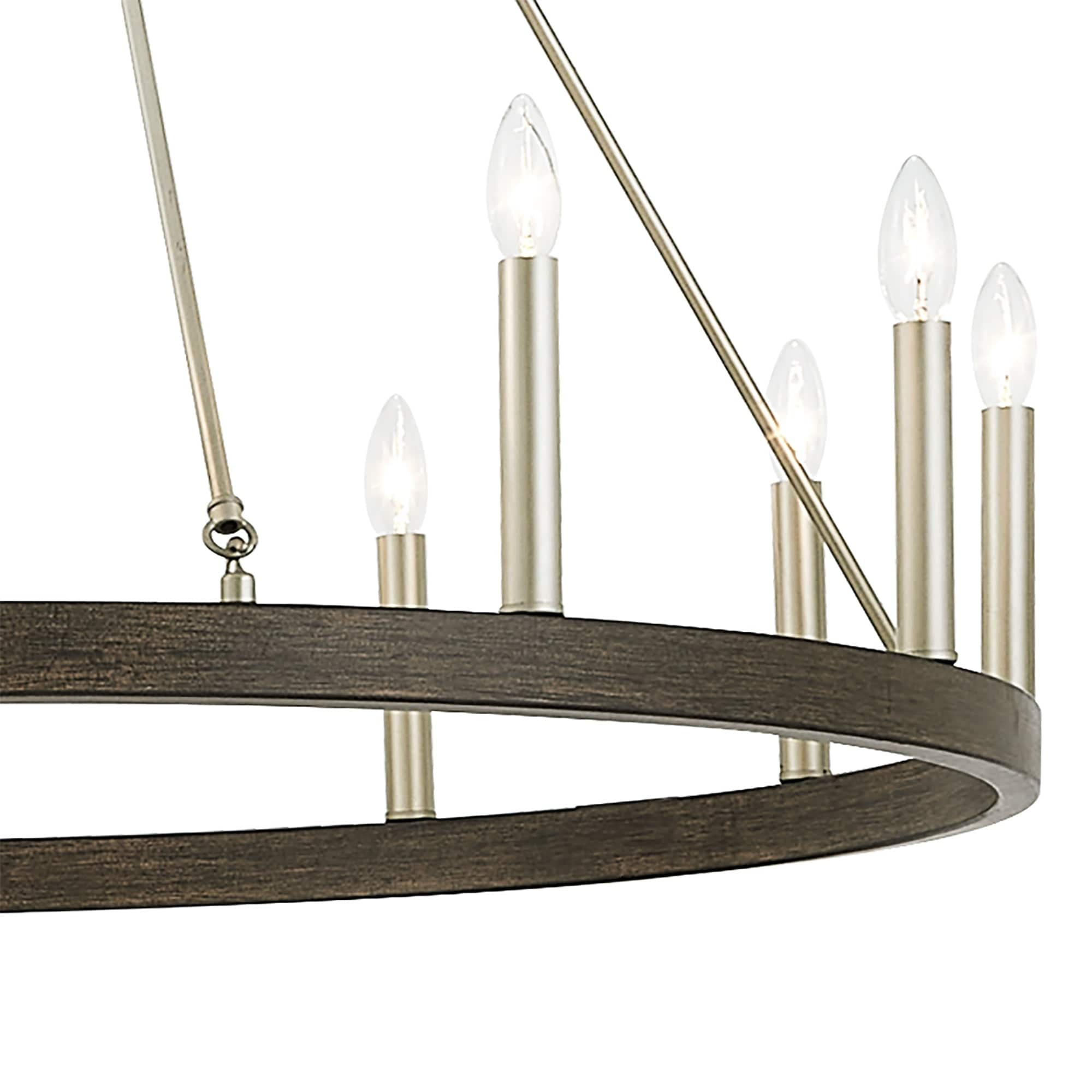 Suspension Acroma à 12 lumières, style ferme, en forme de roue de charrette de 40 pouces, avec certification UL - 40'' de diamètre x 138'' de hauteur