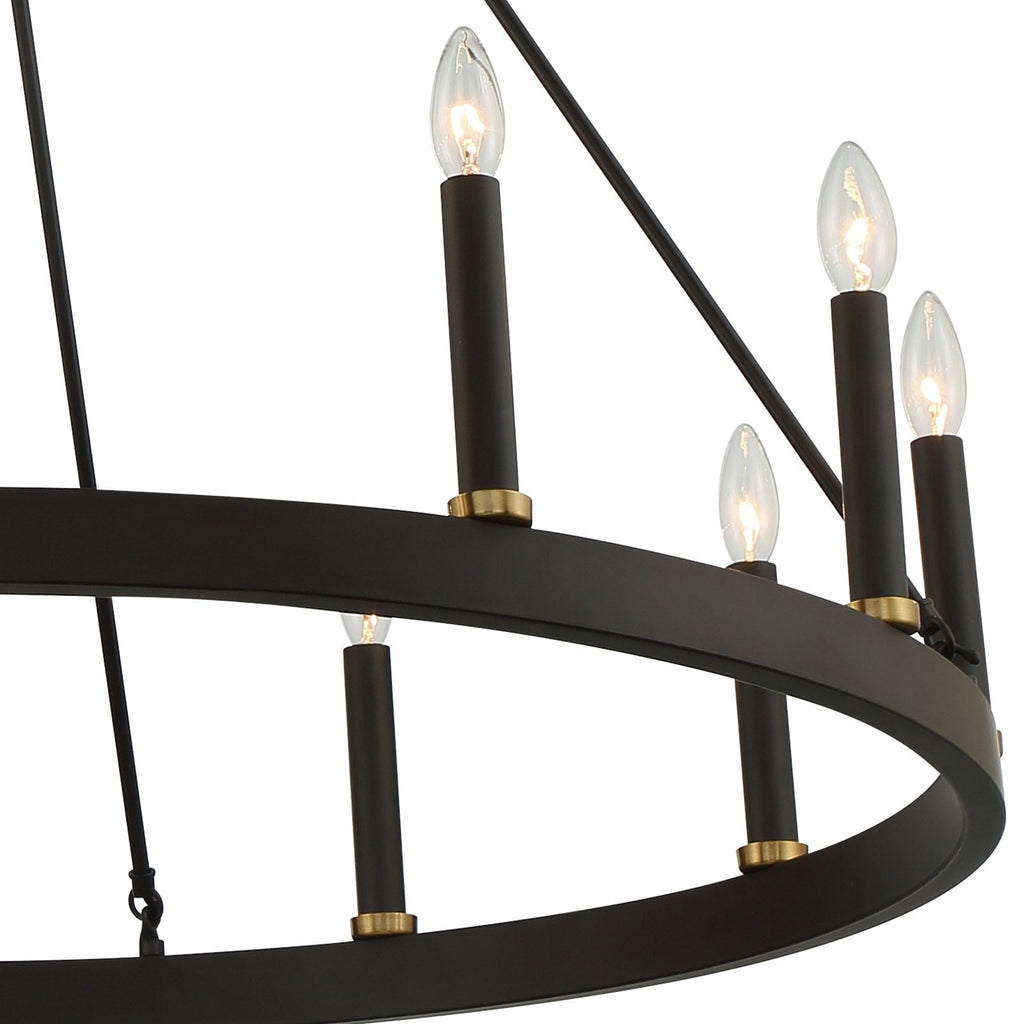 Suspension Acroma à 12 lumières, style ferme, en forme de roue de charrette de 40 pouces, avec certification UL - 40'' de diamètre x 138'' de hauteur