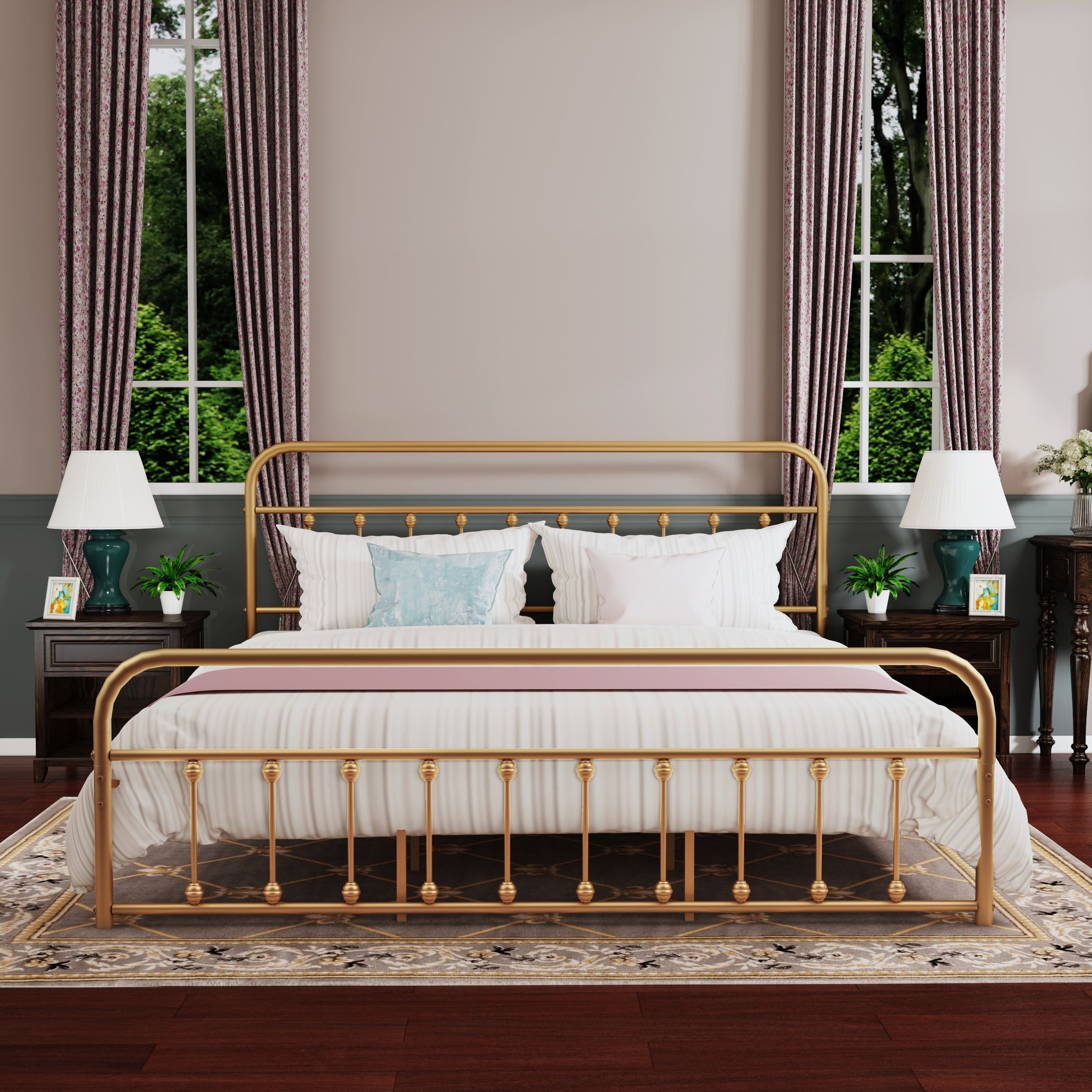 Cadre de lit plateforme en métal simple et vintage, facile à assembler, de Alazyhome