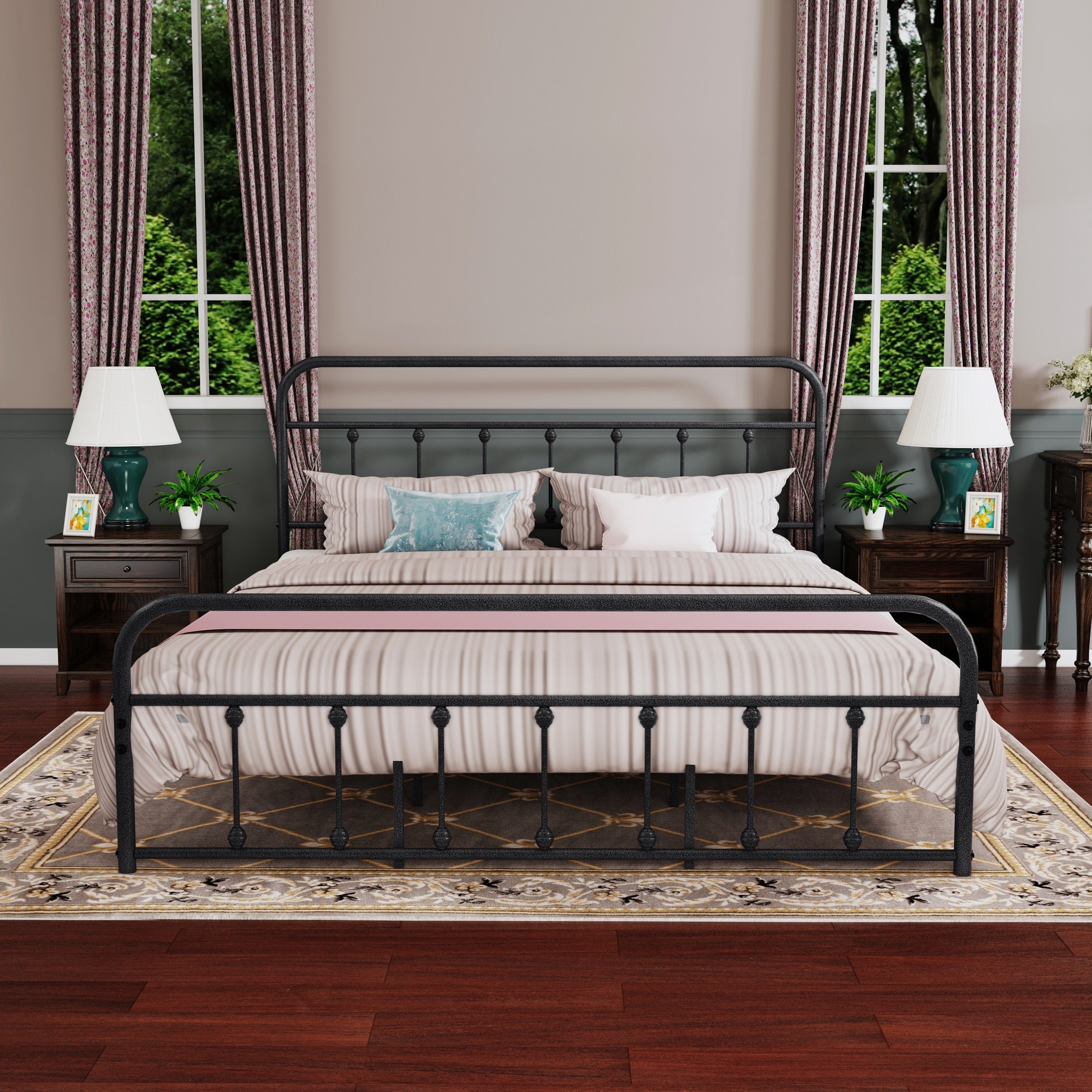 Cadre de lit plateforme en métal simple et vintage, facile à assembler, de Alazyhome