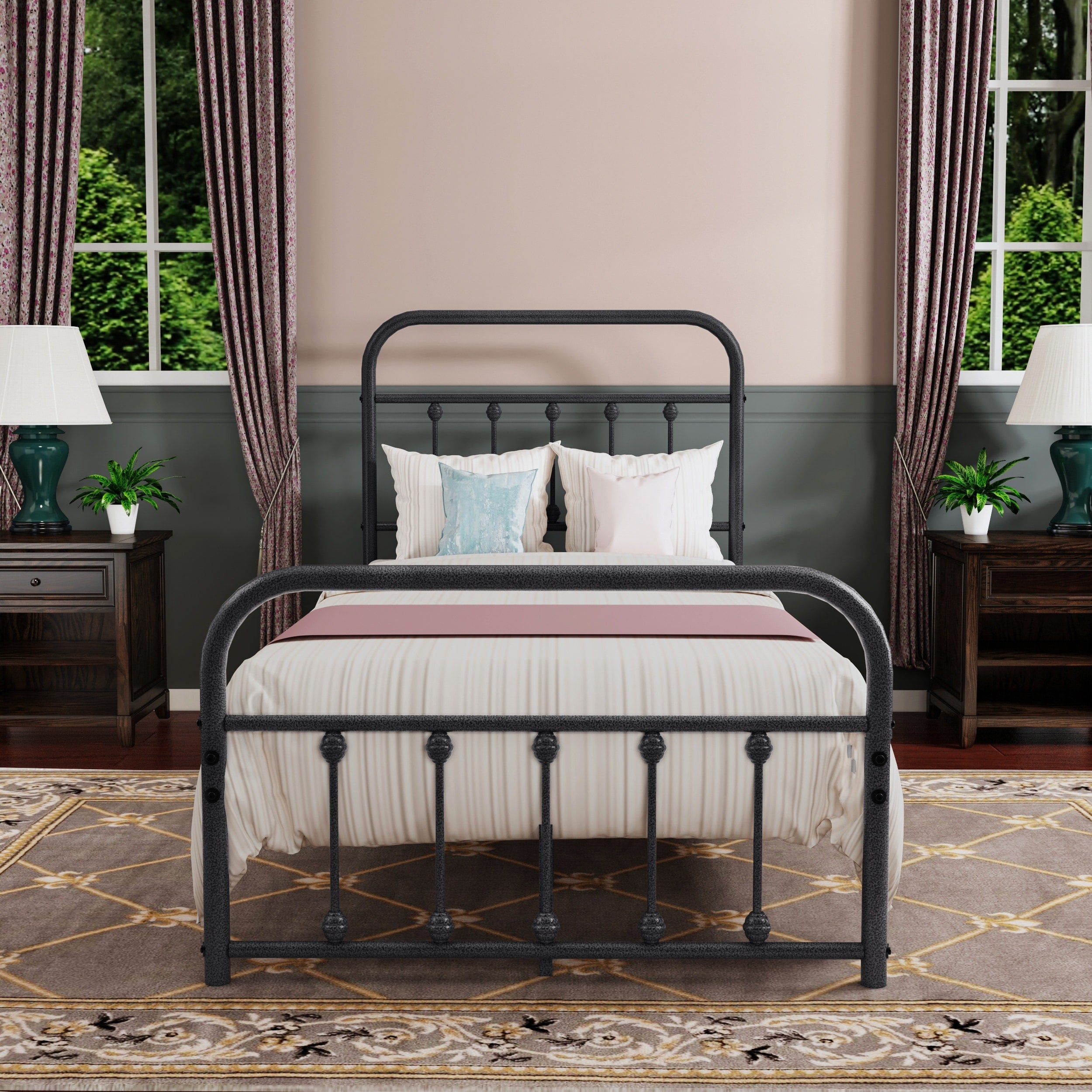 Cadre de lit plateforme en métal simple et vintage, facile à assembler, de Alazyhome