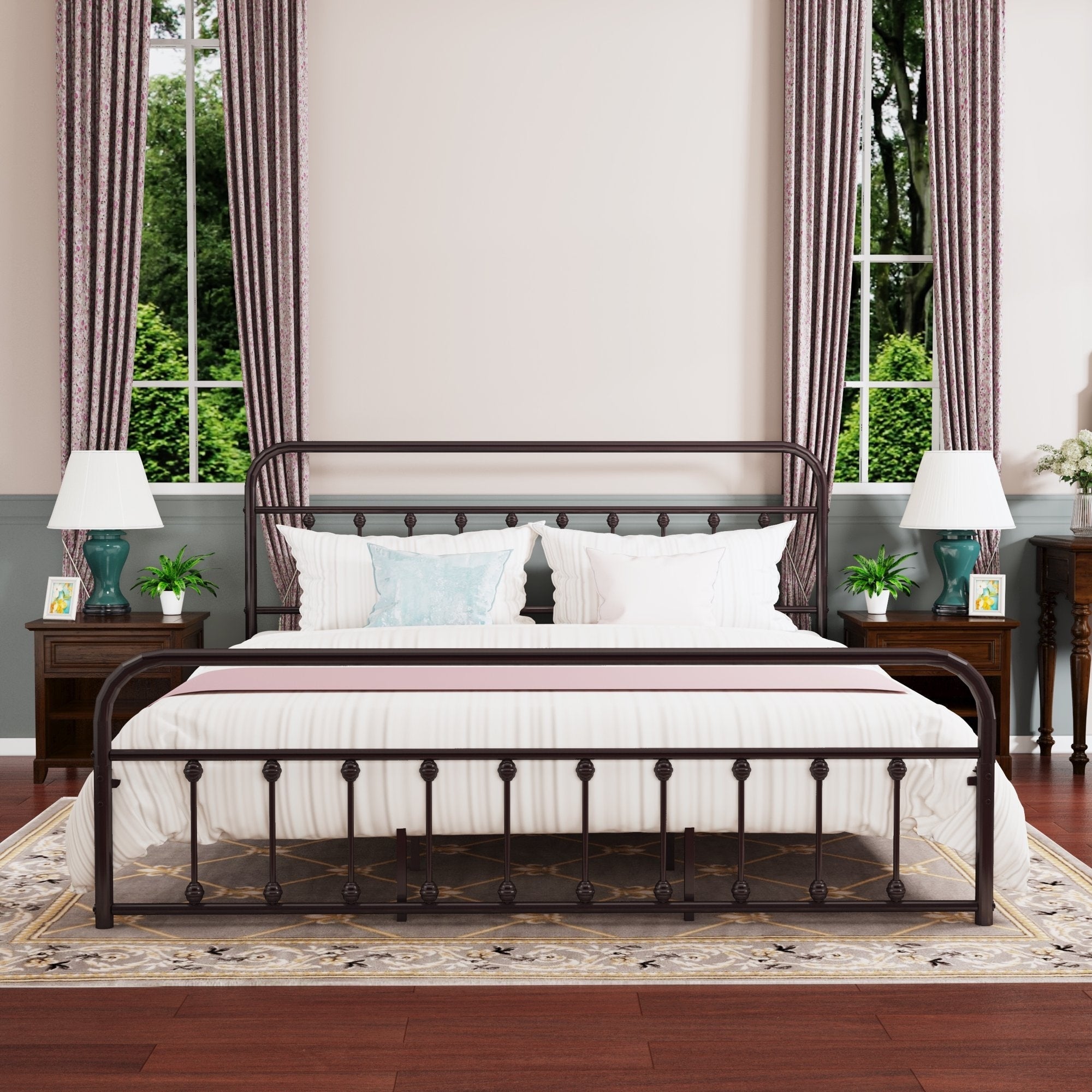 Cadre de lit plateforme en métal simple et vintage, facile à assembler, de Alazyhome