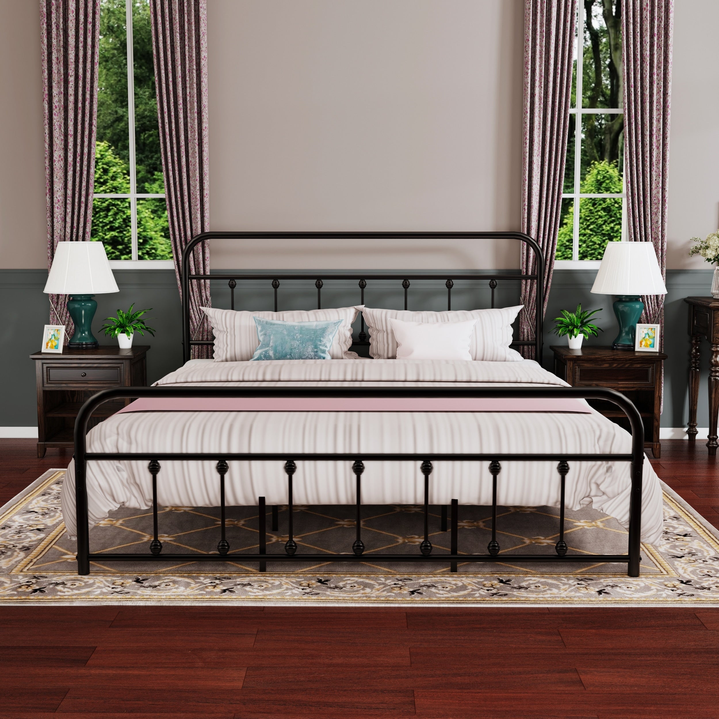 Cadre de lit plateforme en métal simple et vintage, facile à assembler, de Alazyhome