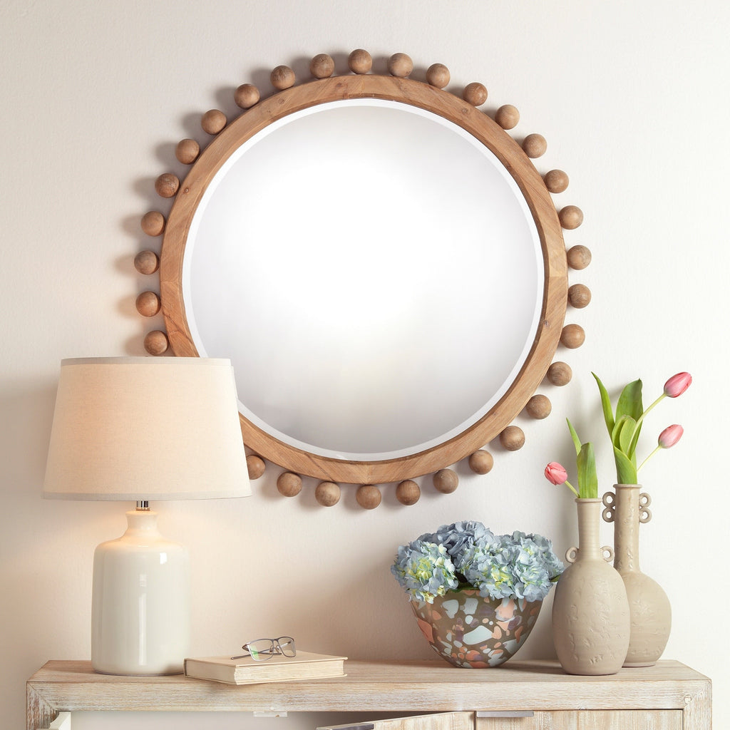 Miroir rond en bois Orion d'Alden Décor, naturel
