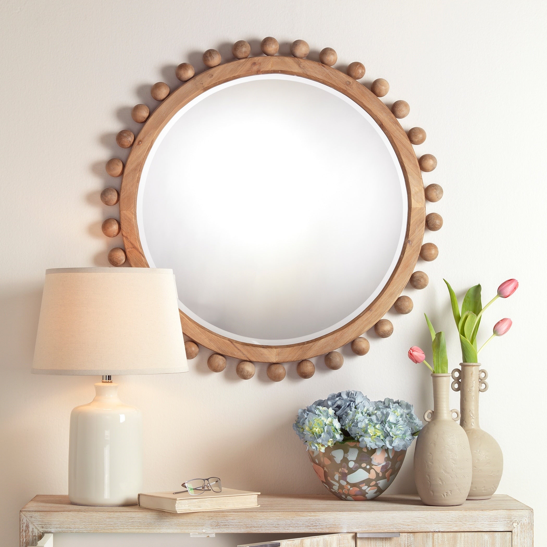 Miroir rond en bois Orion d'Alden Décor, naturel